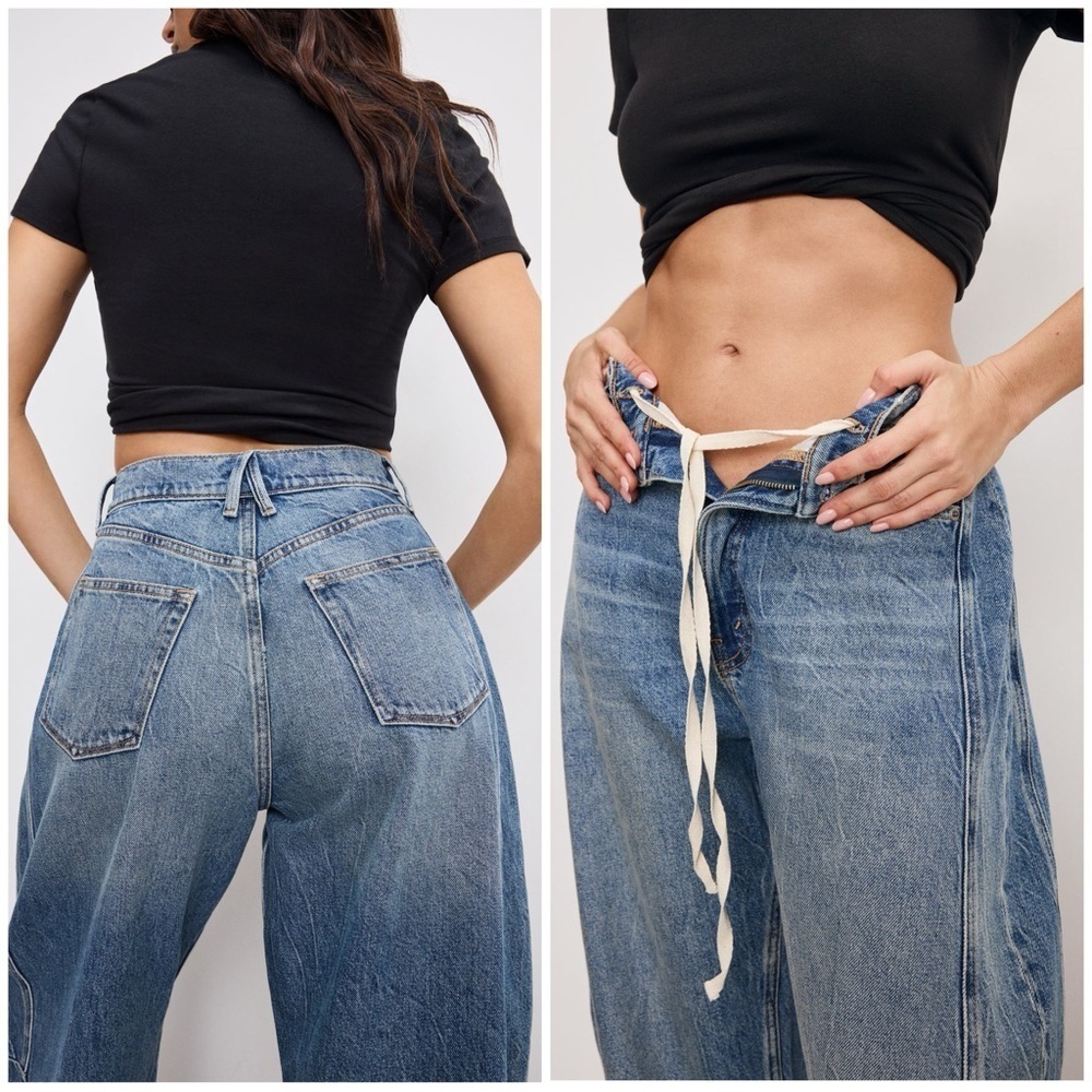 NWT Good American Good Extreme Barrel Jeans High Rise Wide Loose Indigo Sz 10 30 - Picture 4 of 15